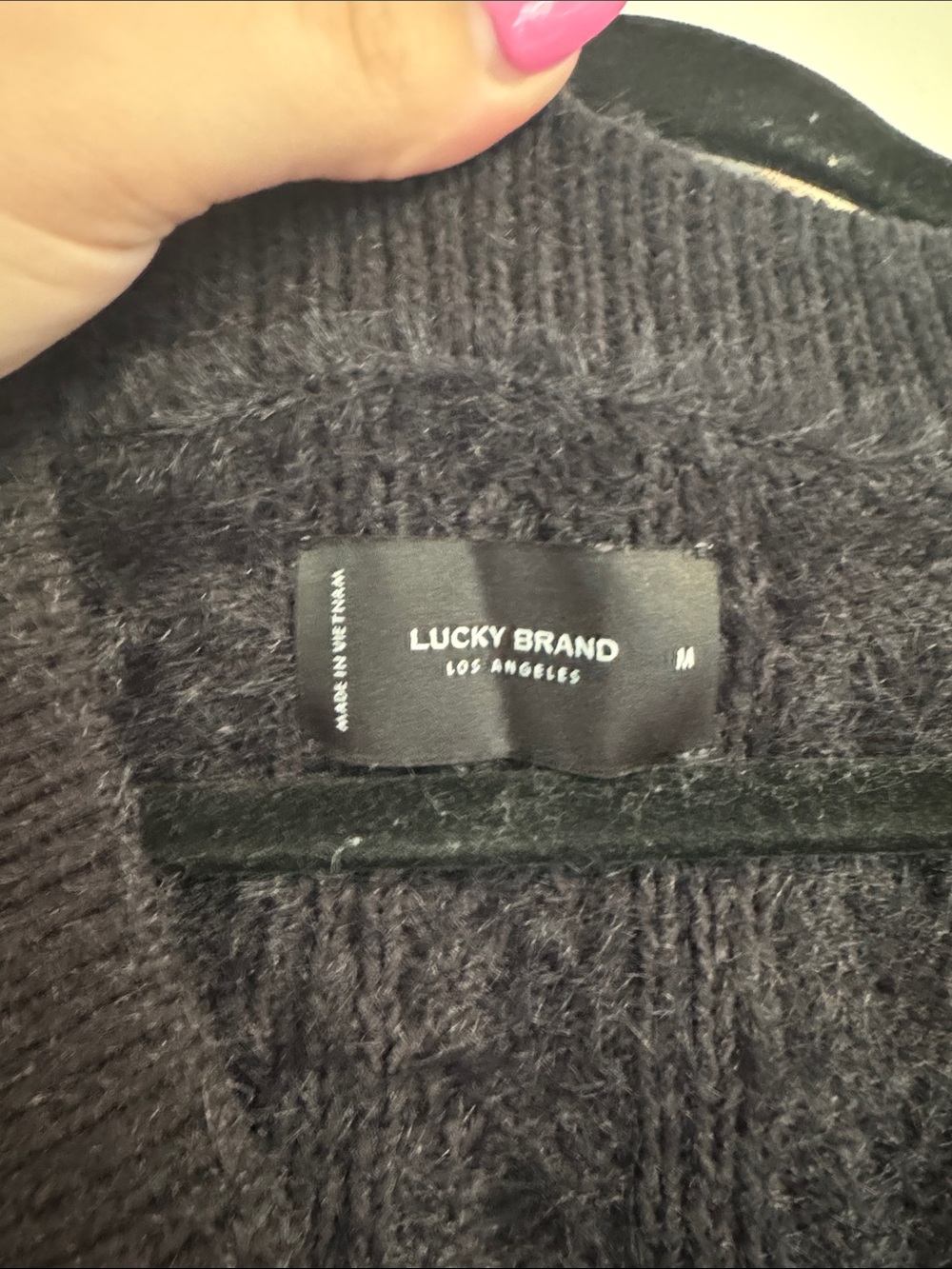 Lucky Brand Black V-Neck Cable Knit Women's Sweater - Picture 5 of 6